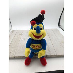 Vintage Bee Wise Immunize Bumble Bee Blue Yellow Stuffed plush Animal  8"